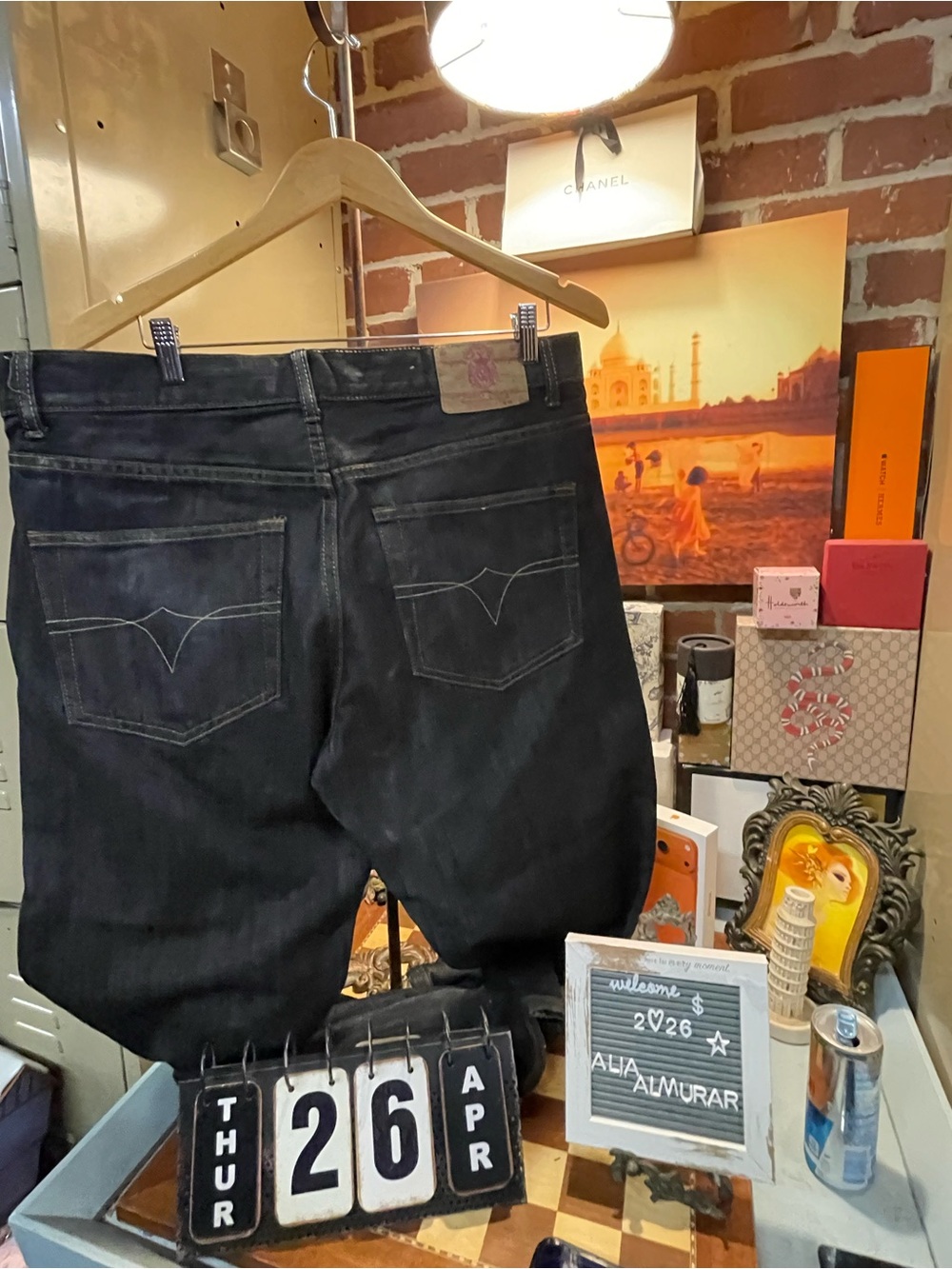 Vtg Mark Straight Leg Mens Black Denim Jeans Good Condition